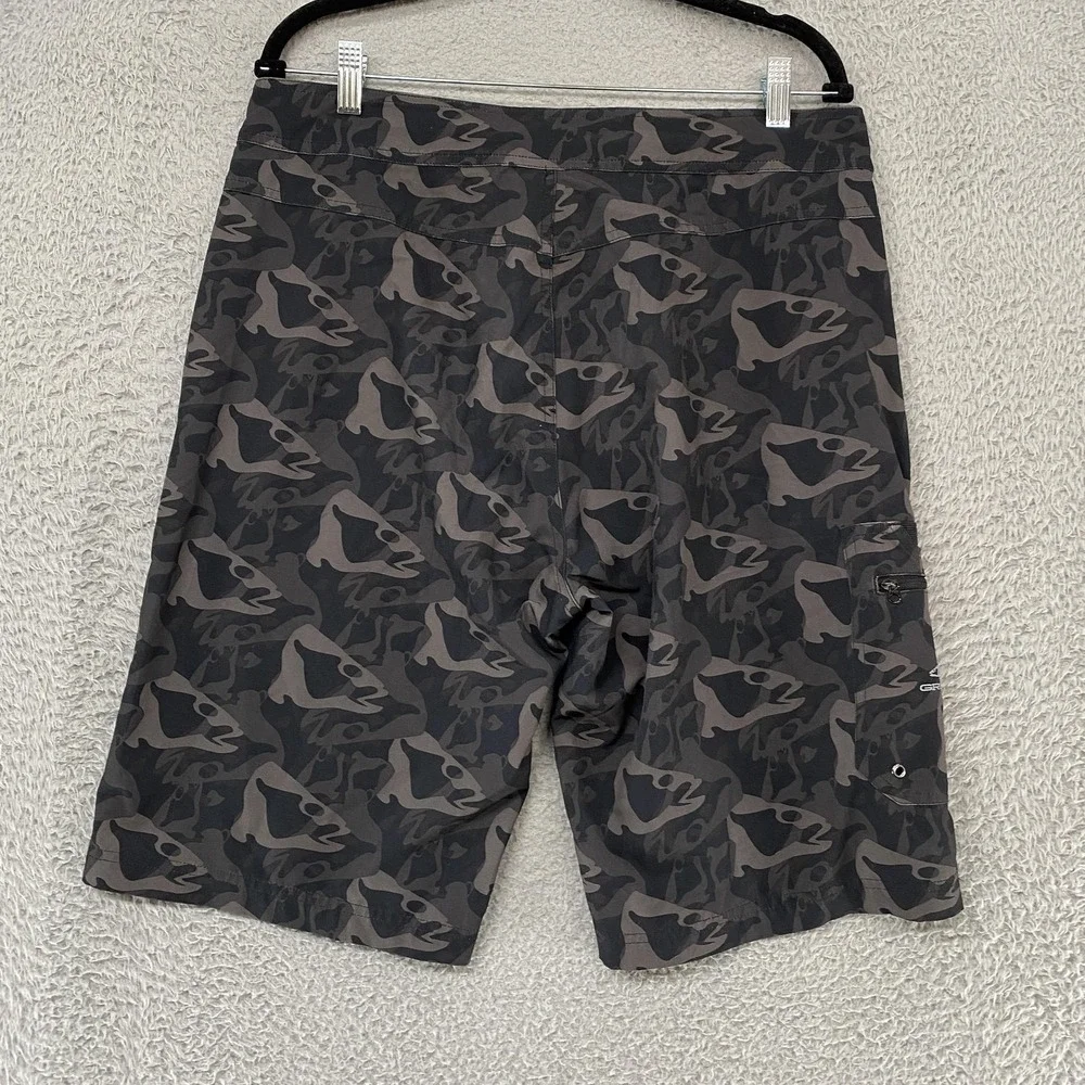 Grundens Board Shorts Mens 34 Camo Fish Head Quick Dry Stretch Gray‎ Beach Surf